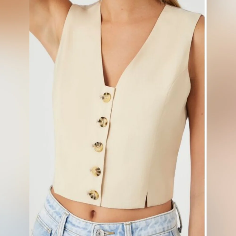 🆕️ Forever 21 V-Neck Cropped Vest Size L - Picture 5 of 6